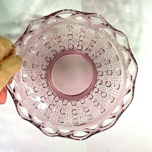 Vintage Imperial Glass Button Basketweave Pattern Serpentine edge purple bowl